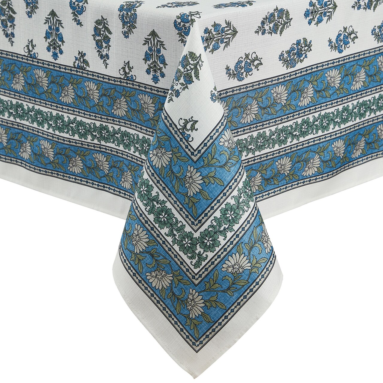 Threadmade Home Tropez Block Print Stain & Water Resistant Indoor/Outdoor Tablecloth, Multicolor - 60"W x 120"L